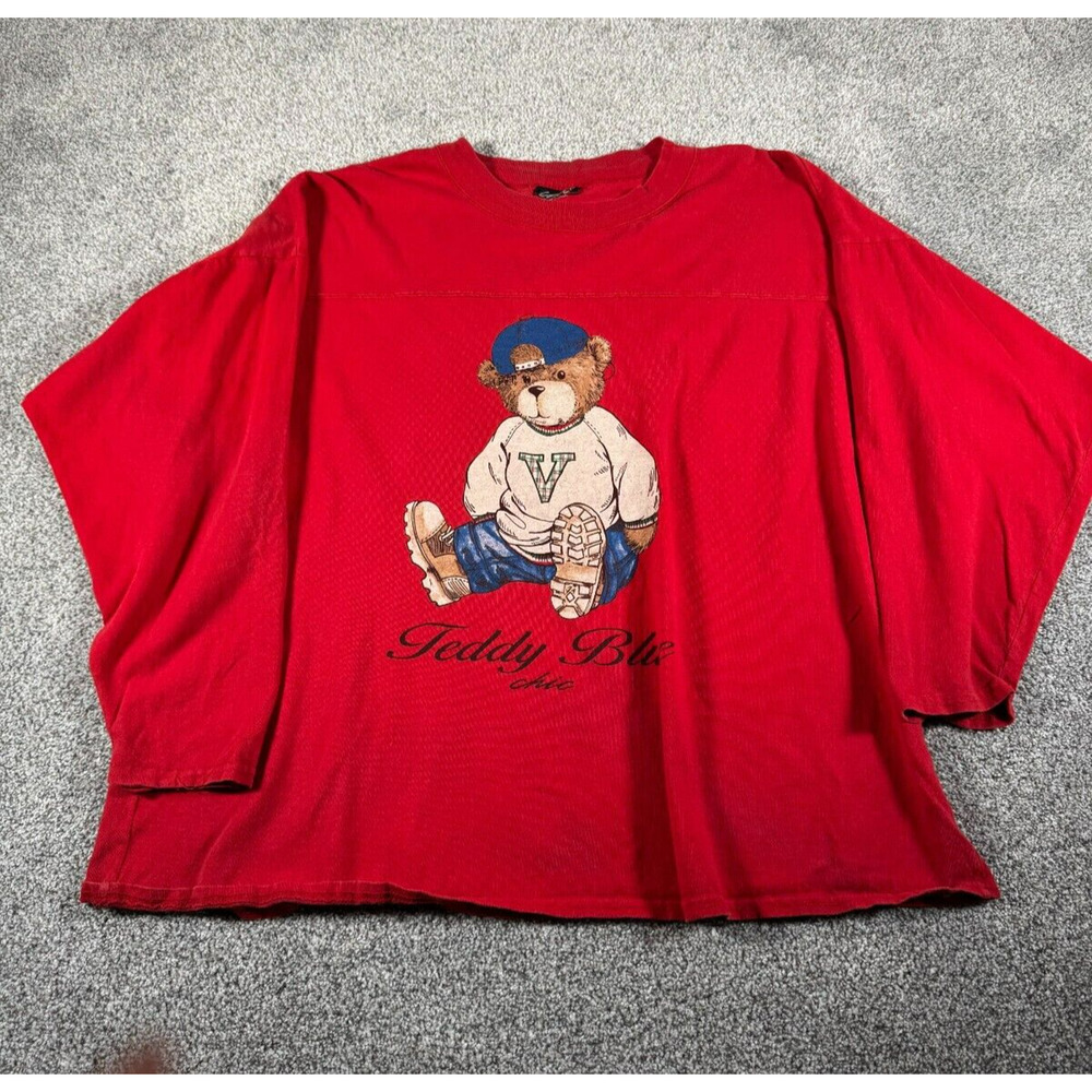 Chic Teddy Bear Shirt Womens 2X Plus Size Streetwear Collegiate Vintage 90s Y2K